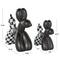Black Checkered Ceramic Balloon Dog Sculpture Set